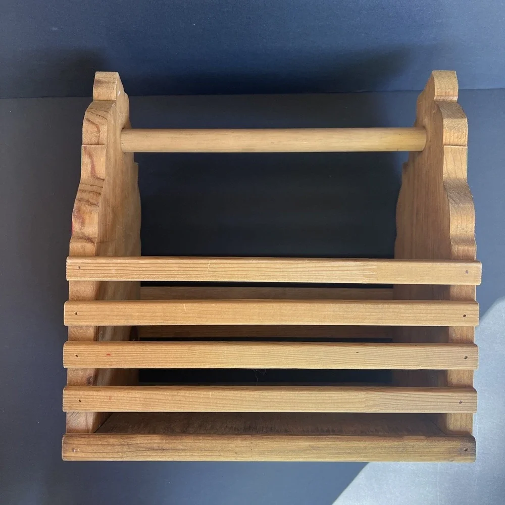 VTG Wooden Apple Crate Basket 11